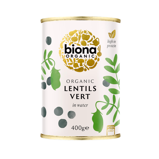 Vihreä linssi, vedessä 400 g, Biona
